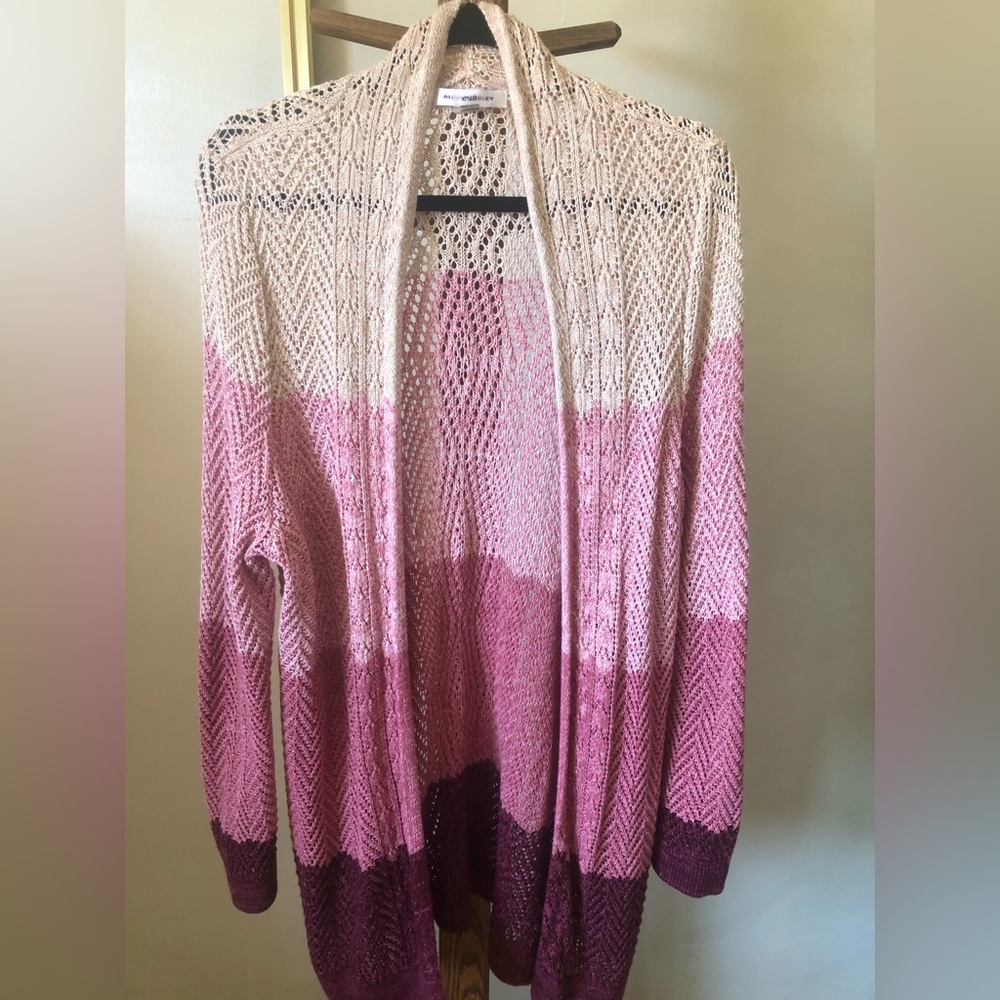 Pink ombré open front cardigan
